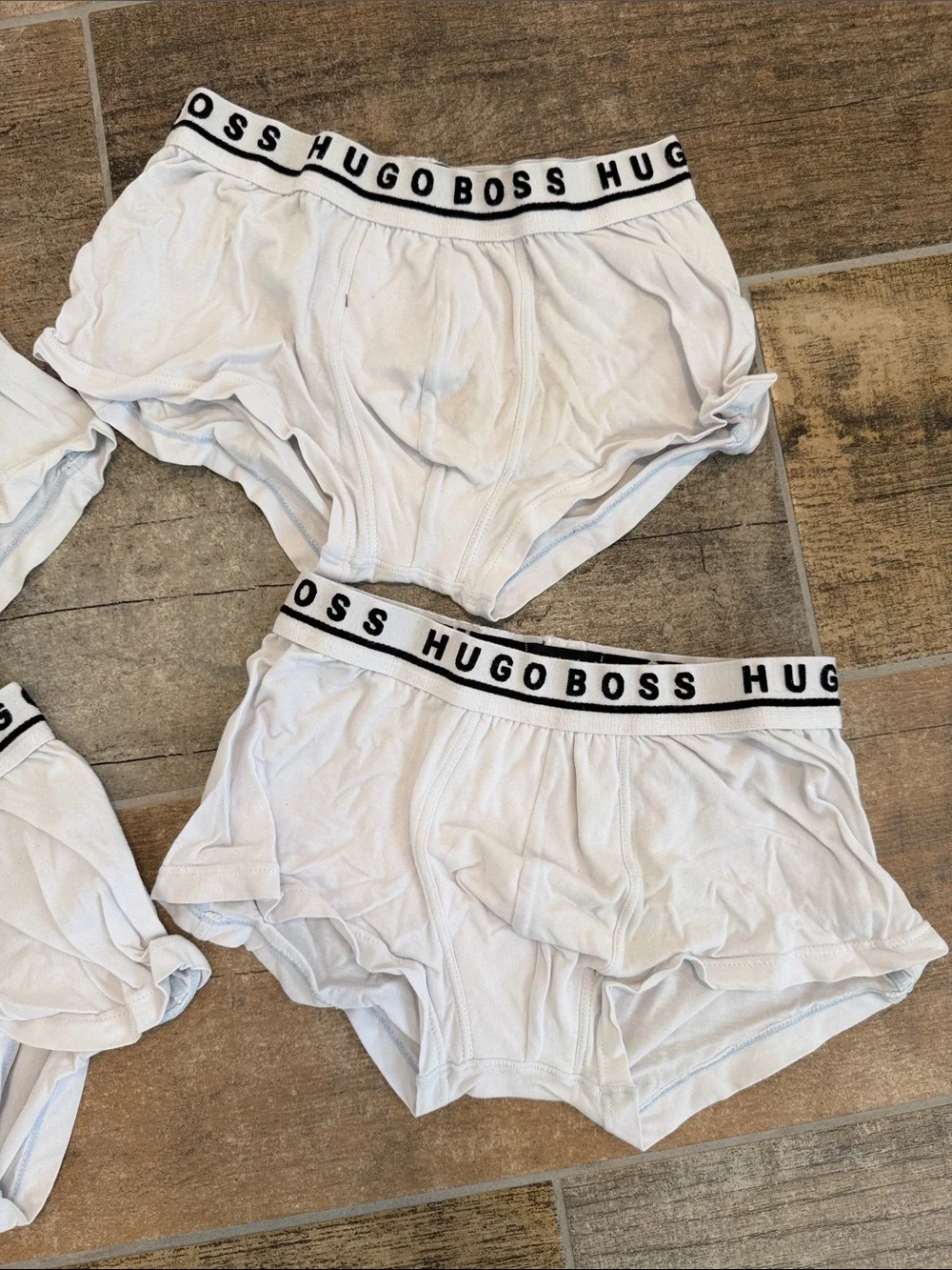Hugo Boss White Boxer Shorts / Trunk Black Branded Waistband Set of 4 Size Small
